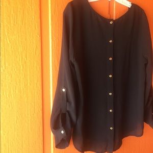 Meraki | Pleated Neck Blouse Backside Button Down